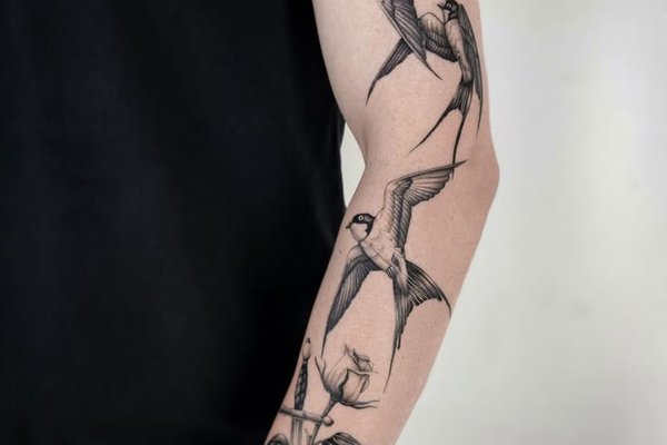 Тату эскизы ласточка