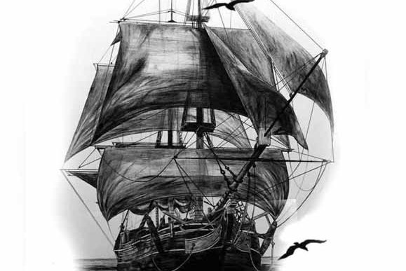 Тату эскизы парусника