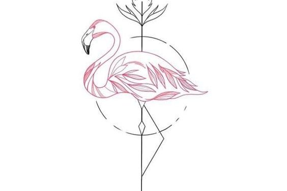 Тату - эскизы фламинго
