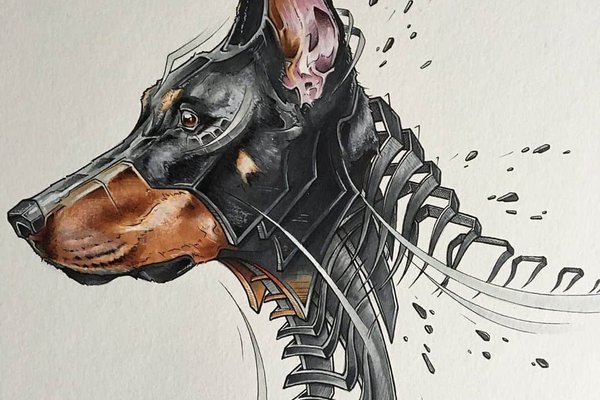 Тату ескізи доберман