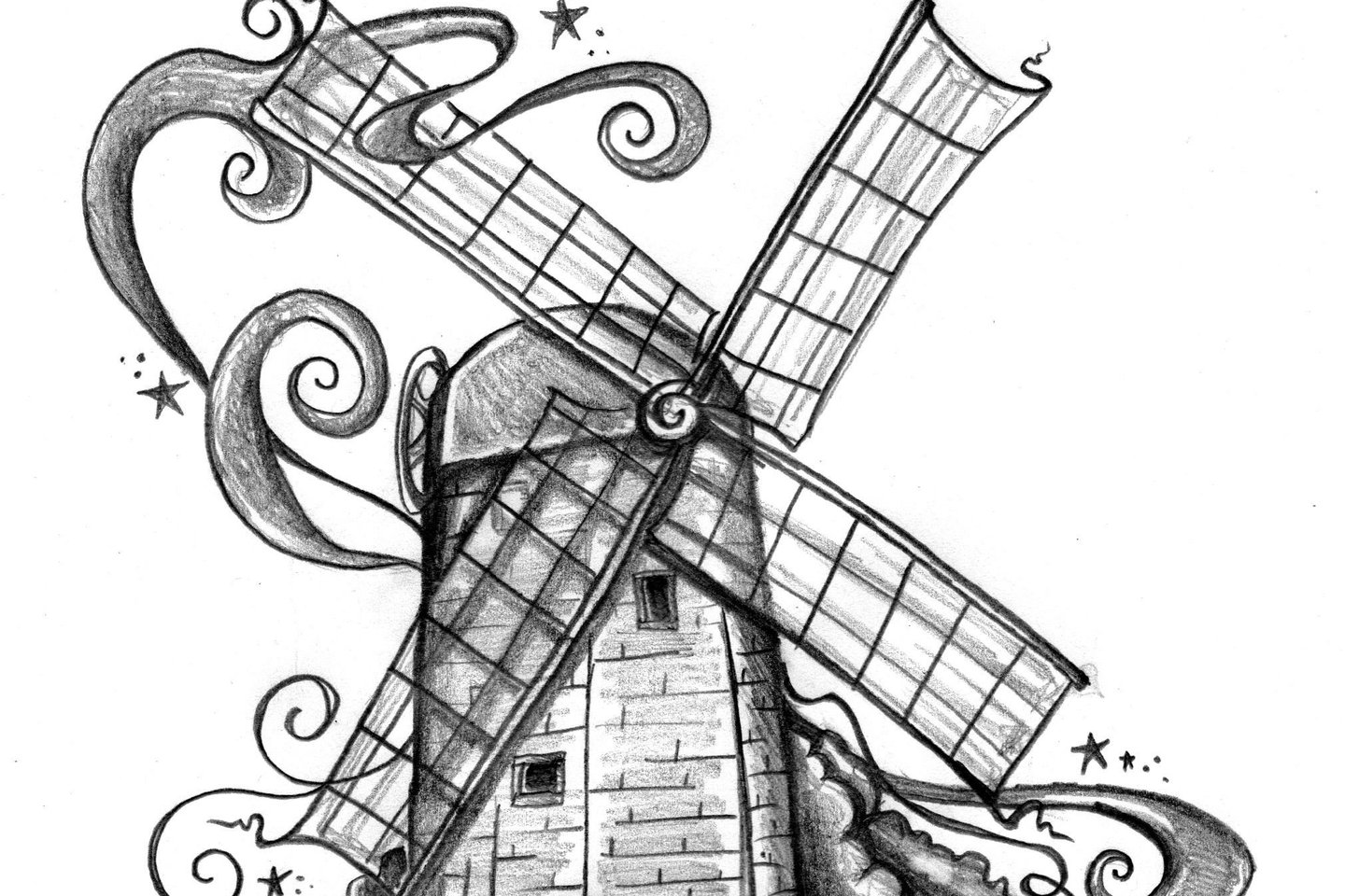 Тату-эскиз мельница