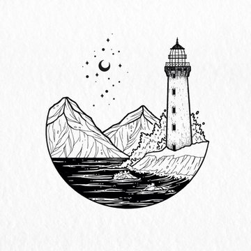 Тату-ескіз маяк