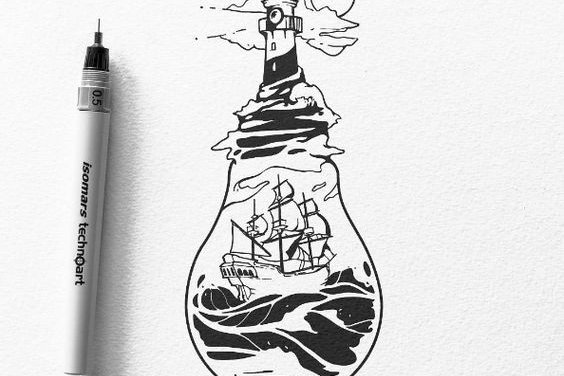 Тату-эскиз лампа