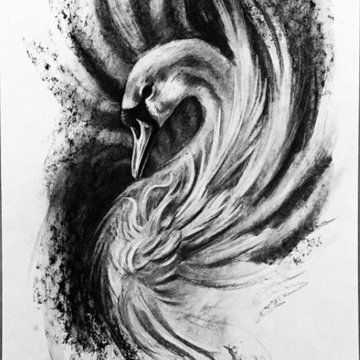 Тату-эскиз лебедь