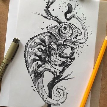 Тату-эскизы "хамелеон"