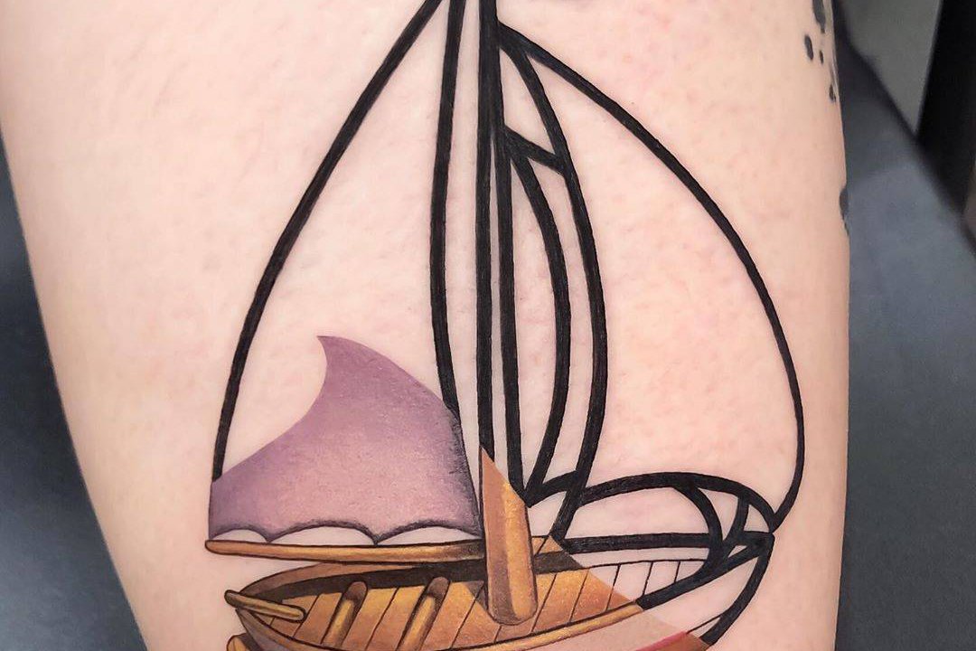 Тату-эскиз лодка