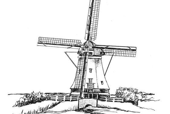 Тату-эскиз мельница