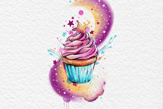 эскиз для тату пирожное