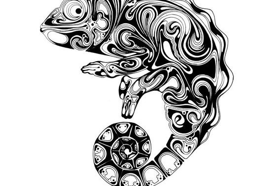 Тату-эскизы "хамелеон"