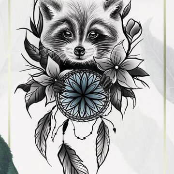 Тату эскизы енот