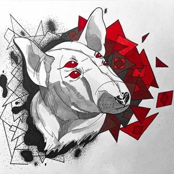 эскиз для тату бультерьера