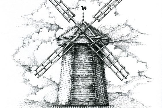 Тату-эскиз мельница