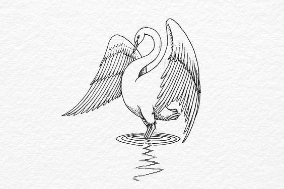 Тату-эскиз лебедь