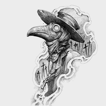 Тату эскизы чумного доктора