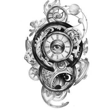 Тату эскизы часов