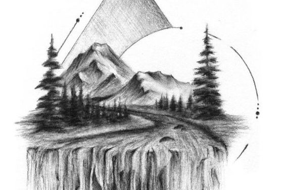 татуировка гор на плече