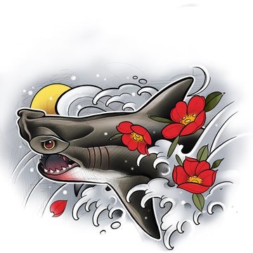 Тату ескізи акули