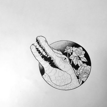 Тату-эскиз крокодил