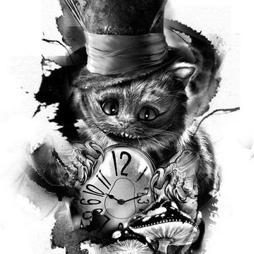 Тату эскизы чеширский кот