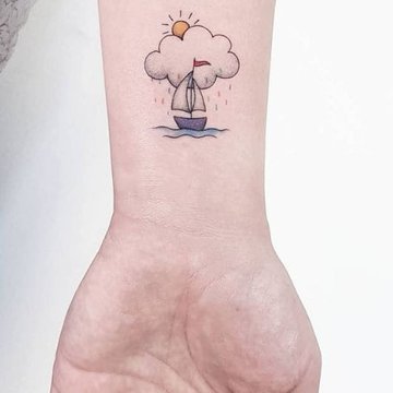 Тату-эскиз лодка