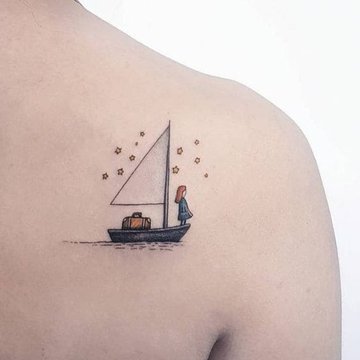Тату-эскиз лодка