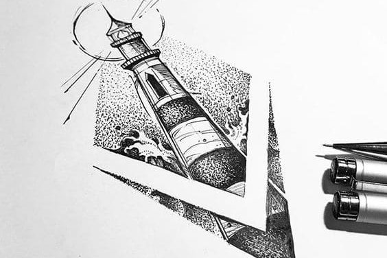 Тату-эскиз маяк