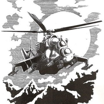 вертолет эскиз для тату