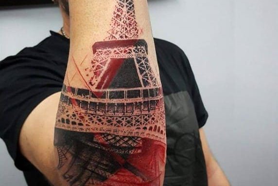 башня на руке тату