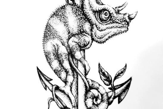 Тату-эскизы "хамелеон"