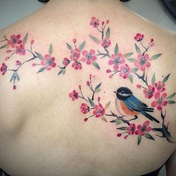 эскиз тату ветка сакуры