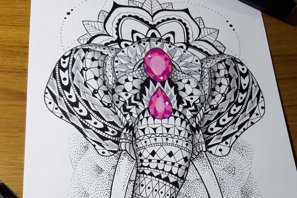 Тату ескізи індійського слона