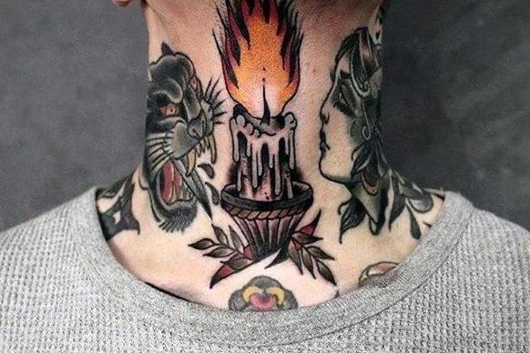 Мужские тату на шее