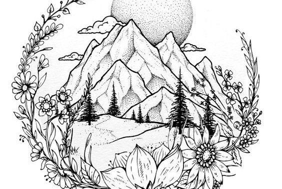 Тату ескіз гори