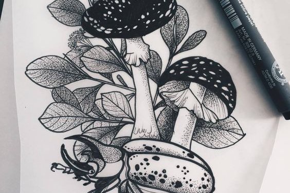 тату-эскиз грибы