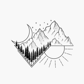 горы тату на руке