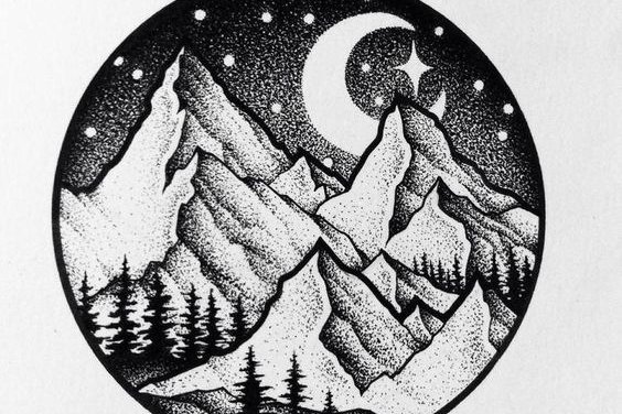 эскиз тату горы