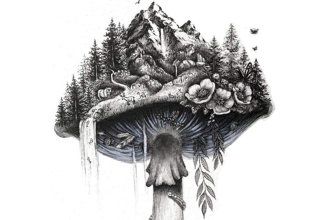 Тату-ескіз гриб