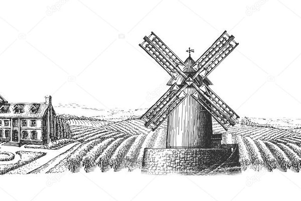 Тату-эскиз мельница