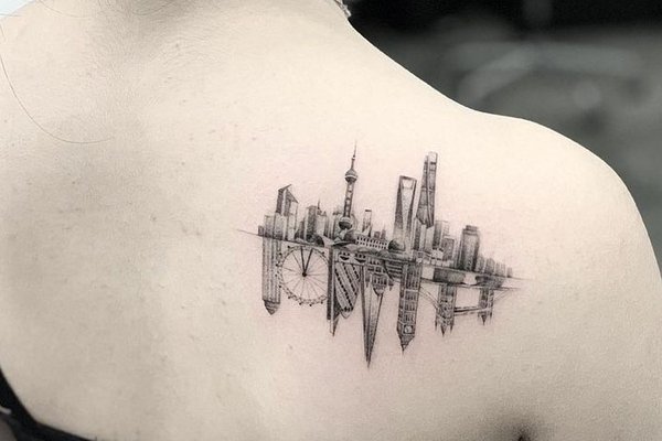 Тату силуэты городов