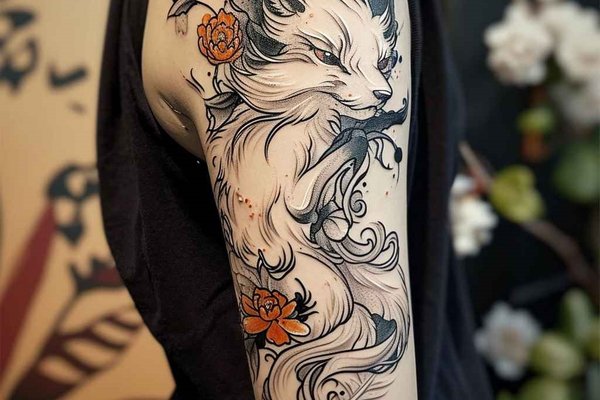 Татуювання кицуне на передпліччі