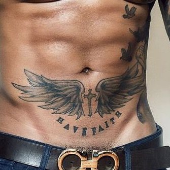 Мужские тату на животе