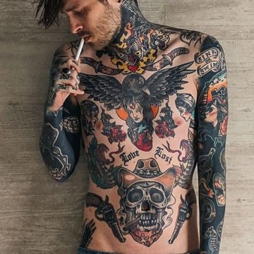 Мужские тату на животе