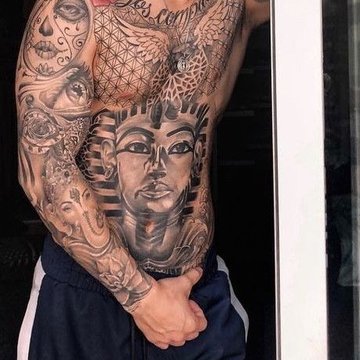 Мужские тату на животе