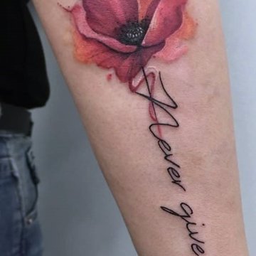 тату Ніколи не здавайся, never give up тату