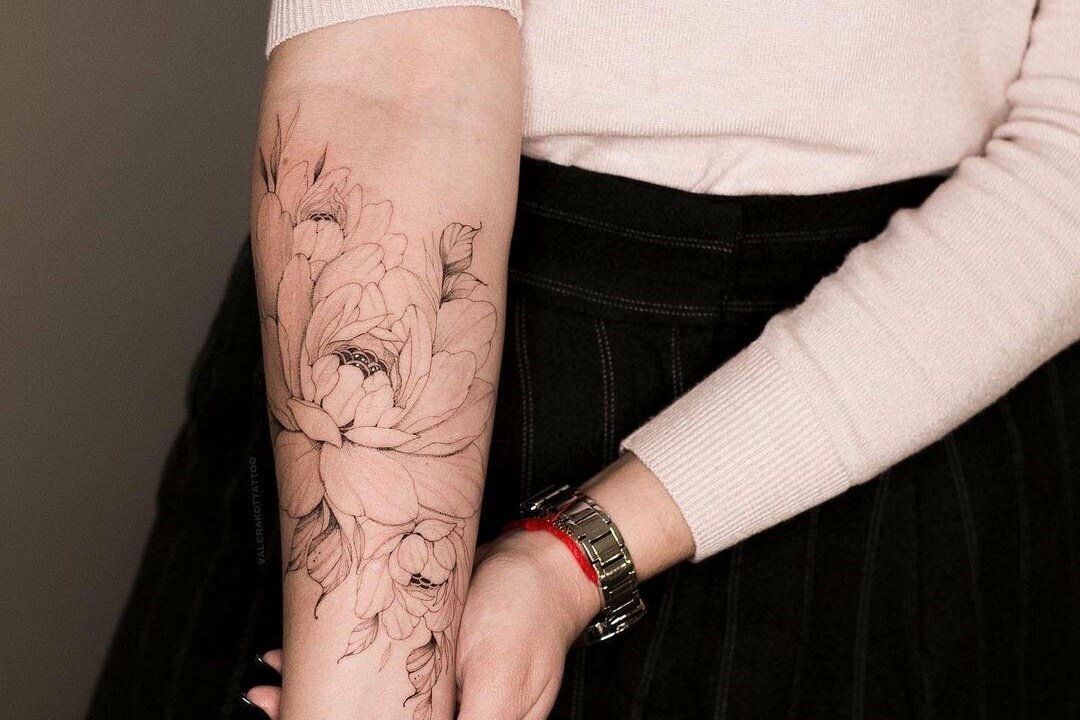 Тату ескізи "Півонія"