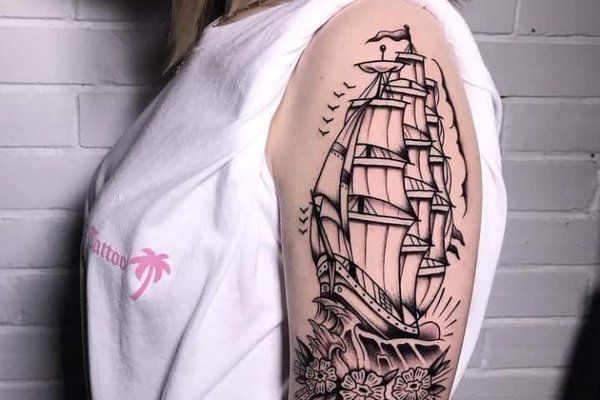 Тату эскизы парусника