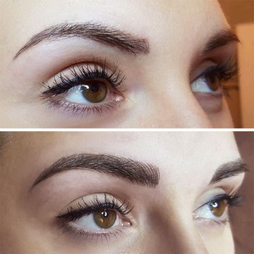 Волосковый татуаж бровей