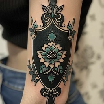 Эскиз татуировки с рыцарским щитом – символ защиты и силы