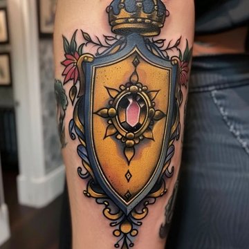Эскиз татуировки с рыцарским щитом – символ защиты и силы